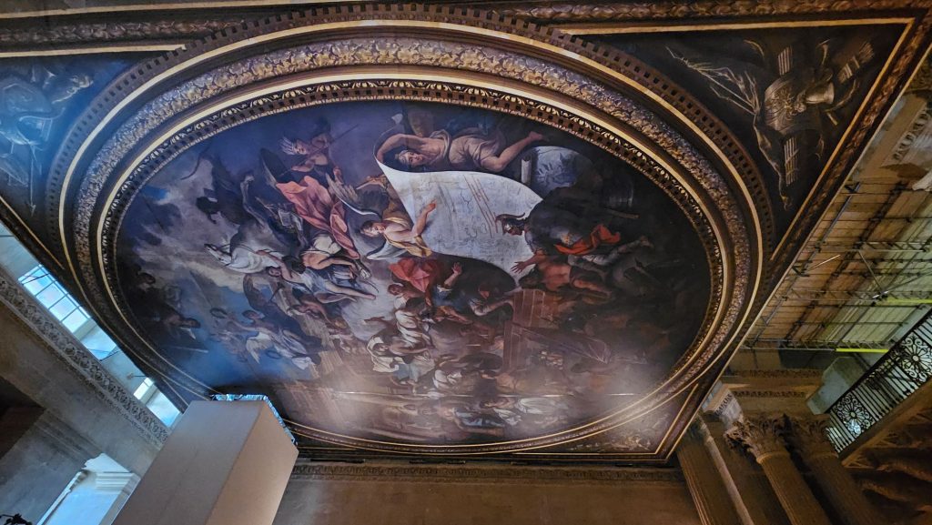 Suspended banner created by Moss of Blenheim Palace ceiling fresco