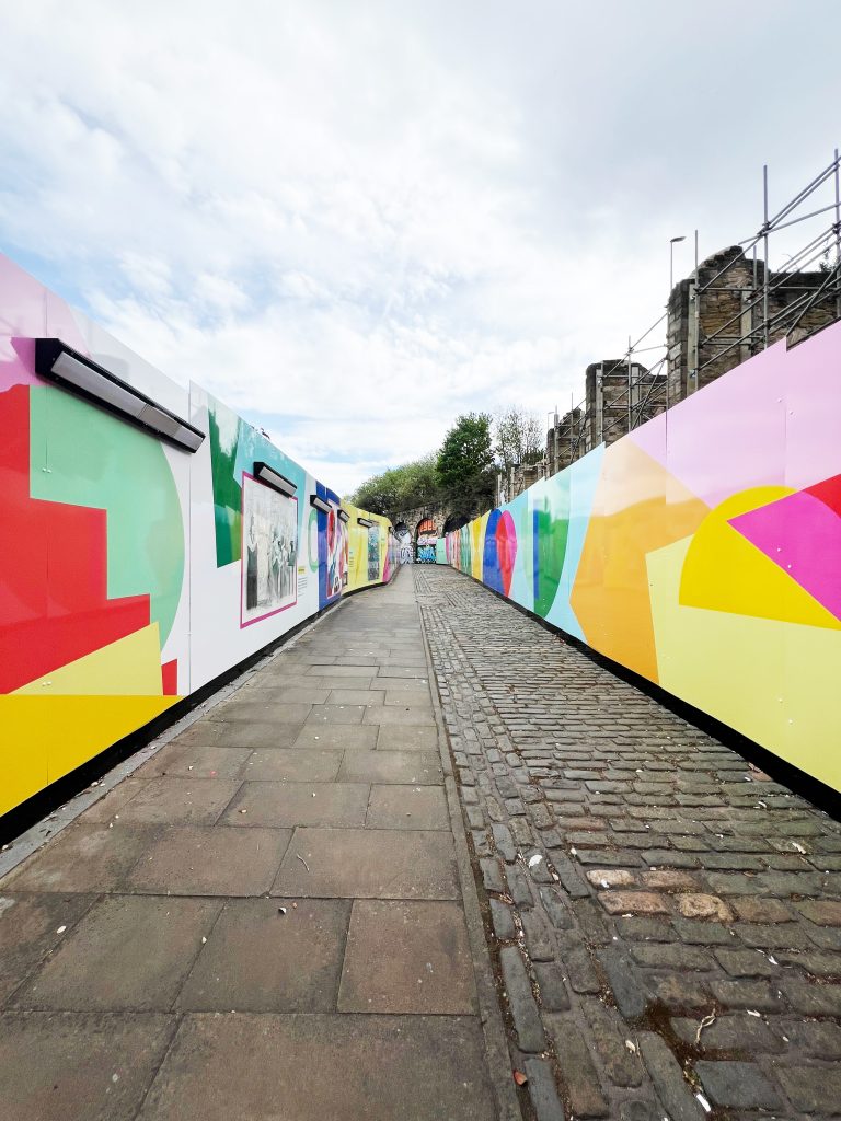 Maidens Walk hoarding now displaying artwork from local students at Gateshead College