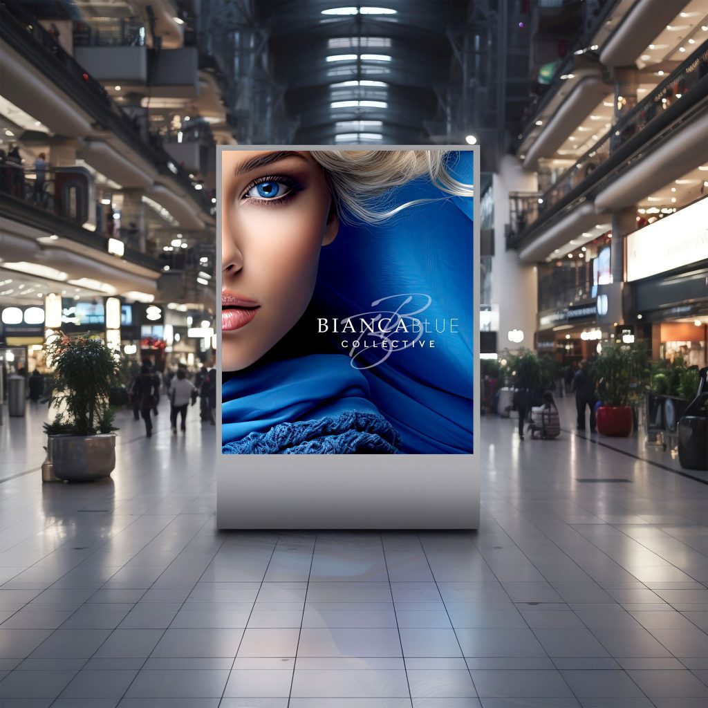 Lightbox sign showing woman in blue in retail outlet made using Soyang ST-1291 Hera Luxury Backlit