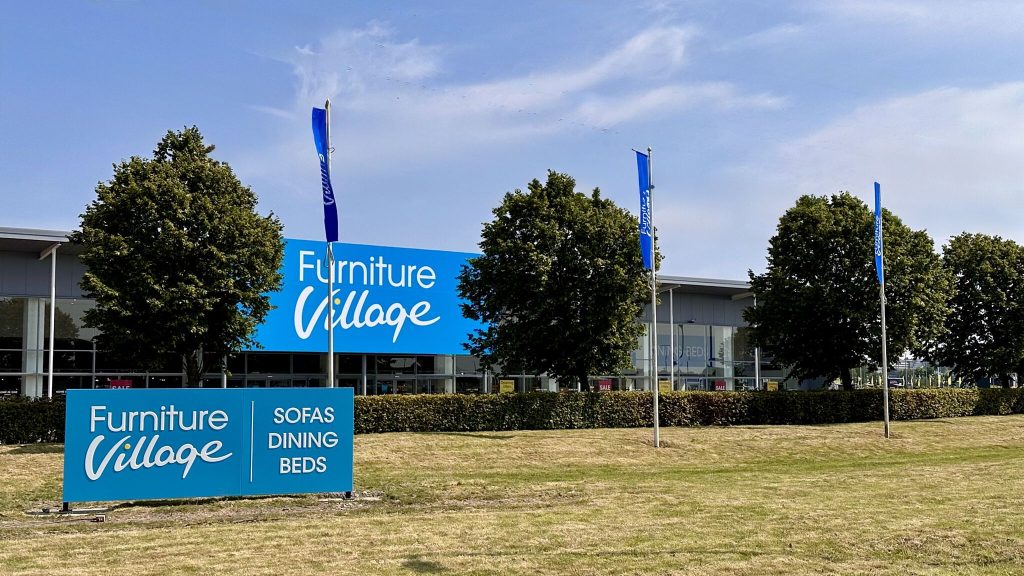 The 16m by 5.5m main elevation sign created by Green The Signmakers for Furniture Village, Glasgow
