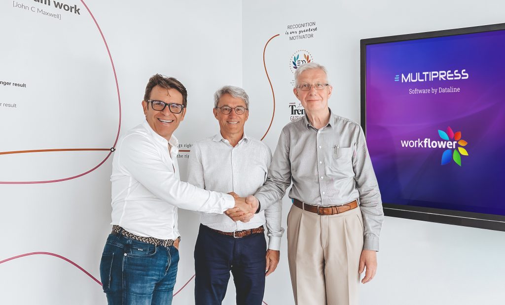 Dirk Deroo, CEO Dataline, Tom Vermassen and Jos Dechamps of Workflower
