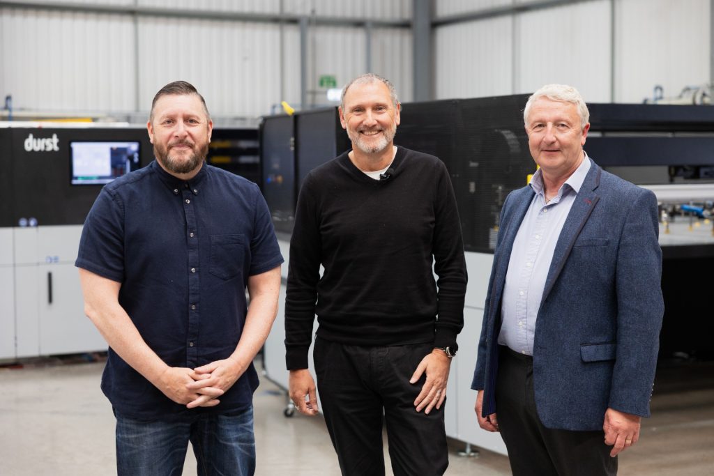 Tony Neal (Operations Manager Pureprint Imprint) L Dave Bullivant (MD Pureprint Imprint) C Neil Williams (Business Development Manager Durst) R