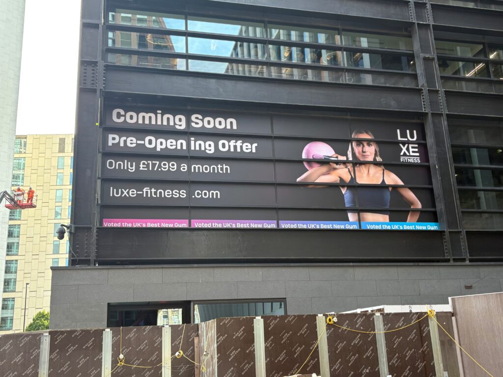 Signs Express Bristol used Drytac SpotOn White to produce temporary window graphics for a new Luxe Fitness gym in Birmingham