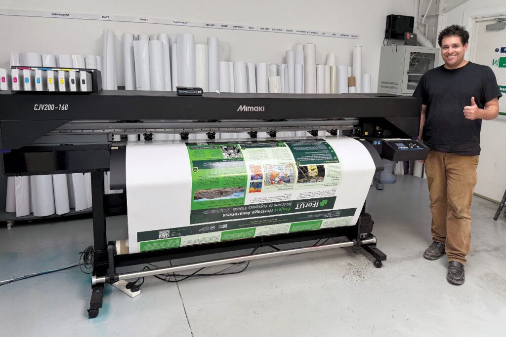Sign Zone’s Giorgio Parravano with the company’s new Mimaki CJV200-160 printer/cutter.