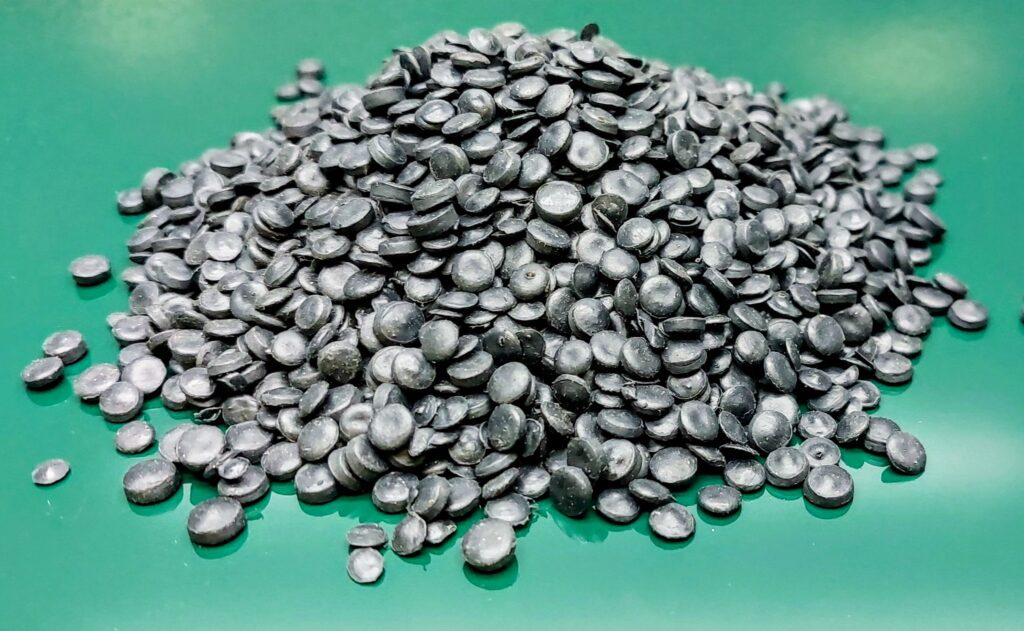 Reground LDPE pellets that make up the core of Alupanel sheets