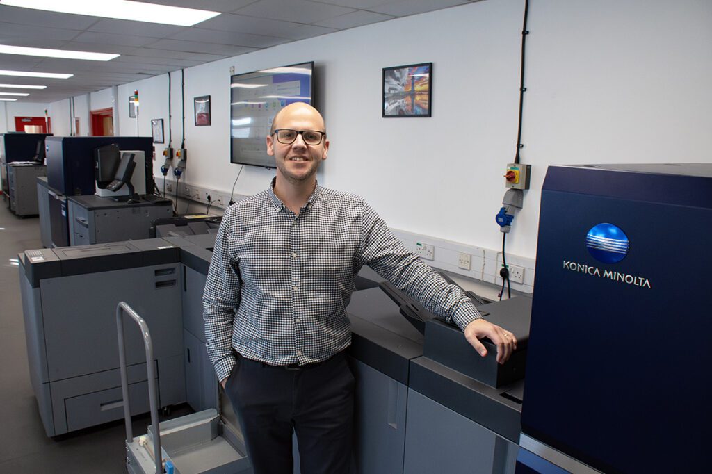Kristian Harrington, Managing Director at The Mailing People with the new AccurioPress C12010