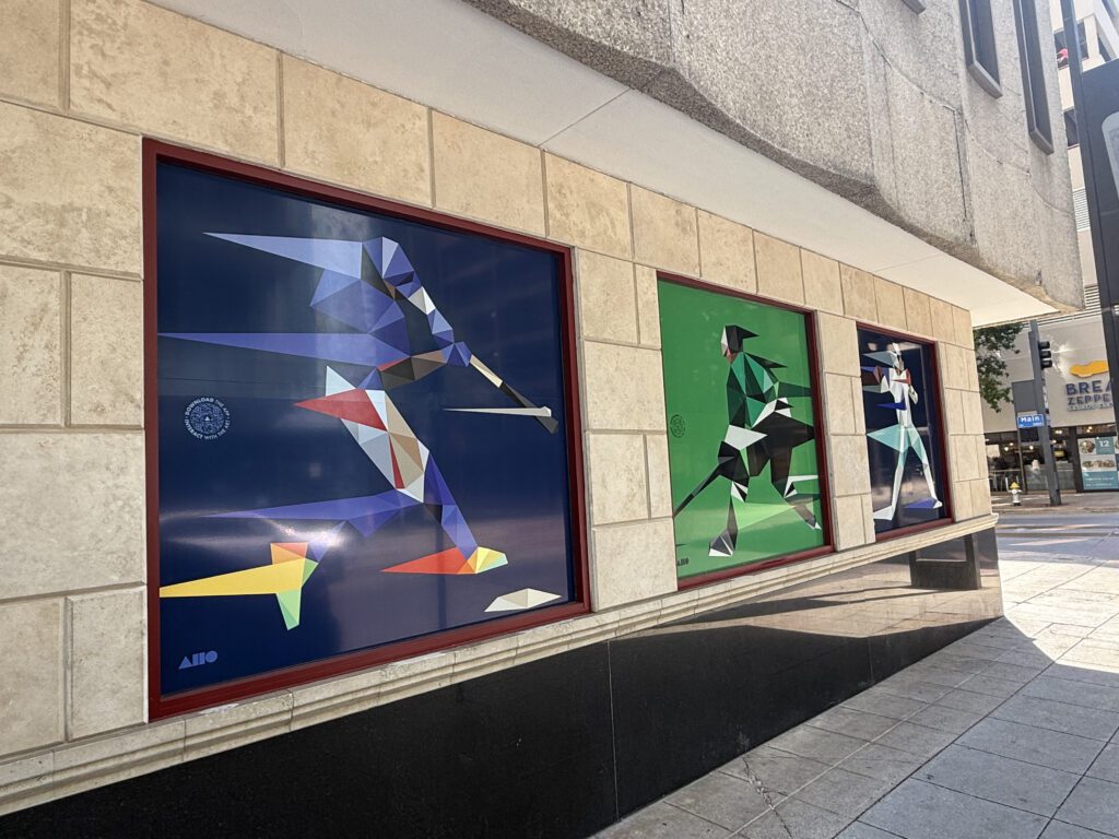 Large-scale mural graphics produced by DTX Wraps using Drytac Polar Grip Air bring vibrant artwork to public spaces across downtown Dallas.