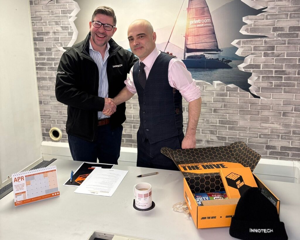 Innotech’s Mark Dallas with The Big Print Network's inaugural member Bracknell Print Room’s Simon Lewington