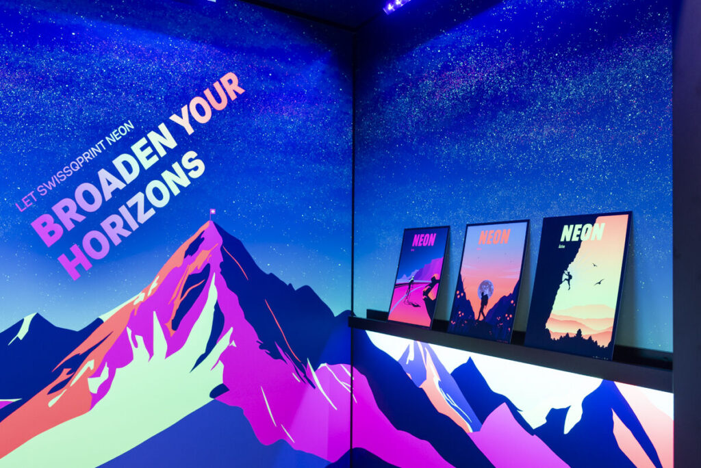 swissQprint demonstrated specialised applications included high-visibility neon prints at FESPA 2026 