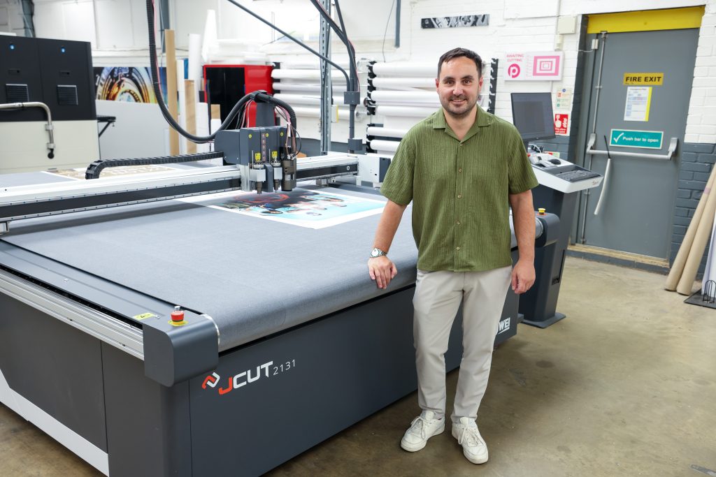 Duncan Raison, director, Riverside Printers with the new JWEI 2131 digital cutting table