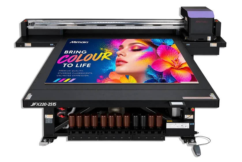 The large-format Mimaki JFX220-2515 UV flatbed printer