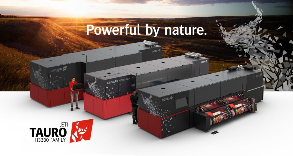 The Agfa Jeti Tauro H3300 family of hybrid super wide format printers