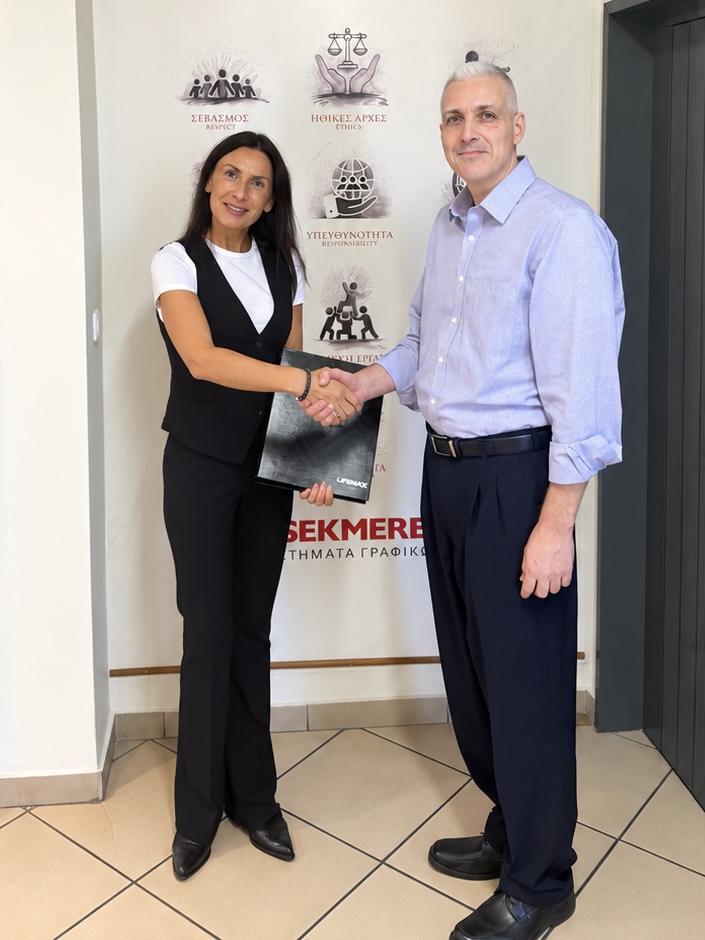 Monika Mourao, European Sales Director, UFABRIK with Padelis Tsekmeres, General Manager, TSEKMERES GS.