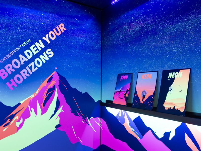 swissQprint demonstrated specialised applications included high-visibility neon prints at FESPA 2026