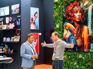 Colourful display booth at FESPA Global Print Expo