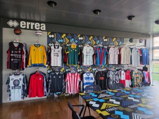 Football shirts hanging up, printed by errea on Mimaki dye sub printers