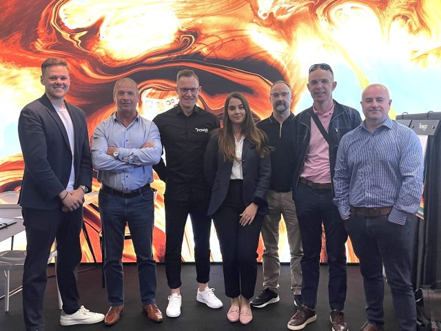 L to R: Joel Willock, Commercial Director, CMYUK; Paddy Slevin, Major Sales Account Manager, Material Solutions; Sebastian Tens, Head of Sales, PONGS®; Naue Tunes, Marketing Manager, Material Solutions; Dermot McCaley, Senior Buyer, Material Solutions; David Ryan, Sales Manager, Material Solutions; Mick Crook, Business Development Director, CMYUK.