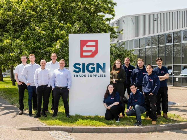 The Sign Trade Supplies team together at their new premises in Sittingbourne