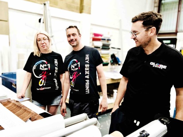 From left: Left Georgina Waterman (AKA George, marketing), Justin Atkinson (Production Director), Dan Draycott, Senior Account Manager.