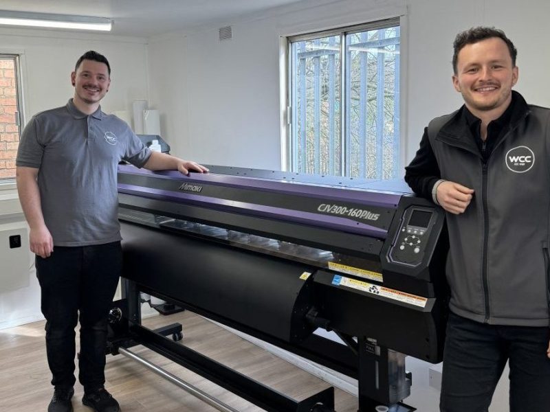 Christian Healey, Graphics Manager (left) and Mike Wright, Commercial Director, WCC Ltd with the Mimaki JV300-160plus