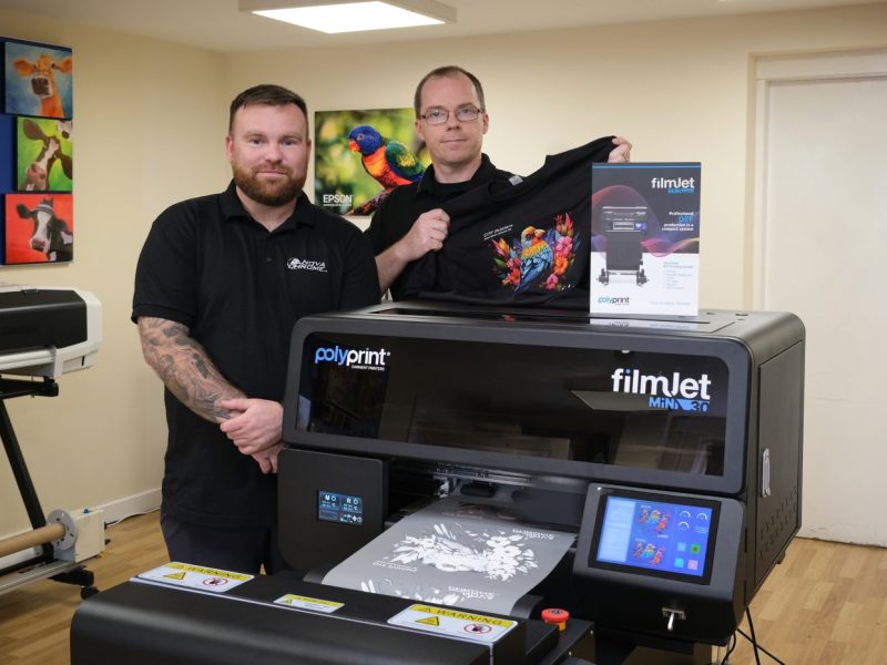 Ryan Connolly and Ian McDowall with the new FilmJet Mini 30 from Polyprint