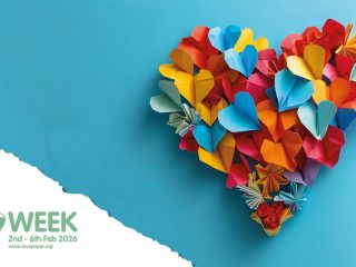Heart made of paper hearts to celebrate Love Paper Week