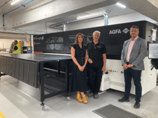 Emma Plant, Richard Egan and Paul Fitch with Whiteghyll's new Agfa Ciervo H3200