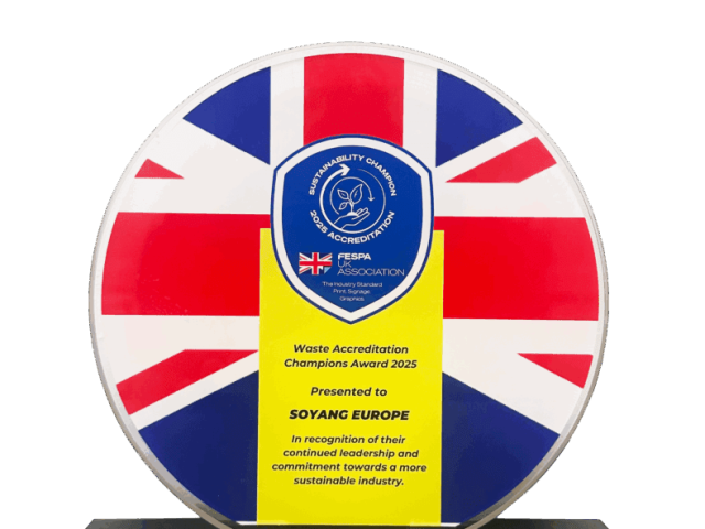 Soyang has been awarded ‘Waste Accreditation Champion’ 2025 by FESPA UK