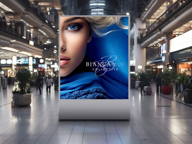 Lightbox sign showing woman in blue in retail outlet made using Soyang ST-1291 Hera Luxury Backlit