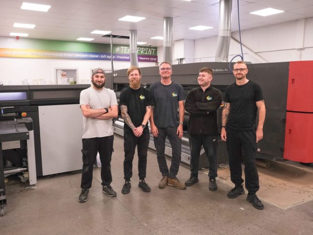 Simon Ward with the Greens the Signmakers Print Room team