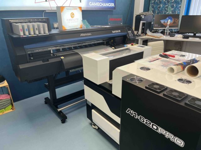 YPS complete direct-to-film solution consists of the Mimaki TxF150-75, together with fully tested oven, heat press and consumables