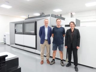 Leigh Seymour, Account Manager, Canon UK & Ireland; Bradley Coombes, Production Manager, Yeomans; and Claire Behan, Business Developer, Canon UK & Ireland.