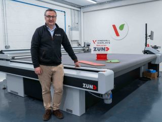 Gerard McElhinney, managing director at Vinehall with their new Zünd G3 3XL-2500 digital cutter