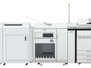 Canon imagePRESS V900 with the BLM450e production booklet maker from Plockmatic