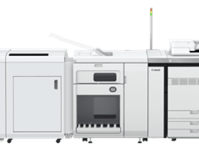 Canon imagePRESS V900 with the BLM450e production booklet maker from Plockmatic