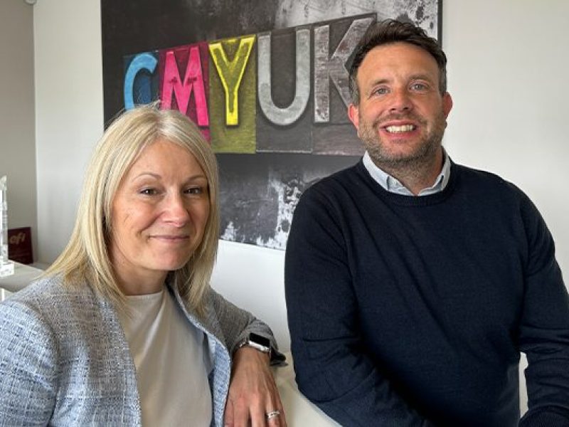 Sue Hayward, CMYUK Sales Director and Adam Booth, Senior Digital Sales Consultant, CMYUK