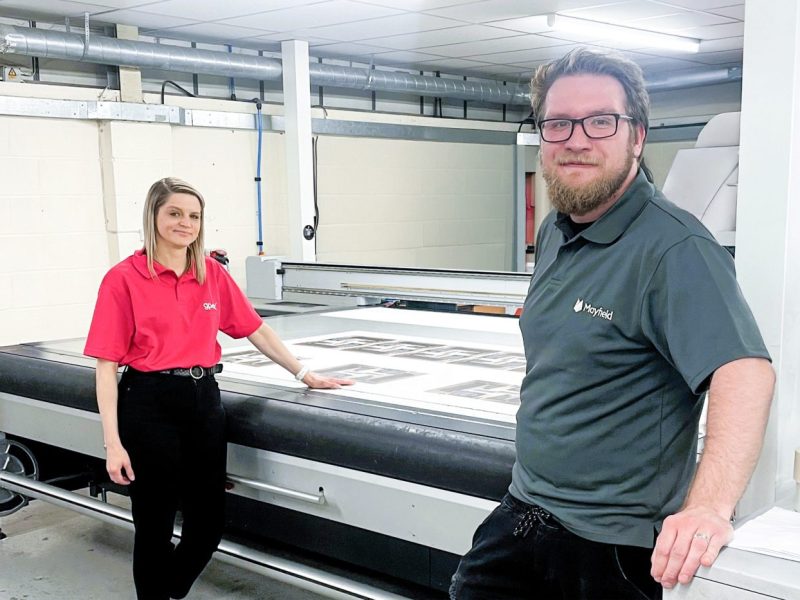 Mayfield Press upgraded a varnish channel three years after installing their swissQprint Nyala flatbed printer.