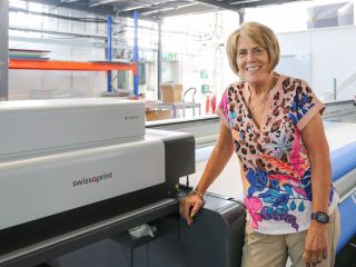 woman with large format printer