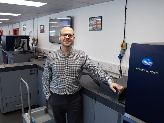 Kristian Harrington, Managing Director at The Mailing People with the new AccurioPress C12010