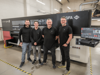 L-R: Jack Allen, Jim Stonebridge, and Daz Elliott (Print Technicians), and Ben Millard (Managing Director) at Dale Studios